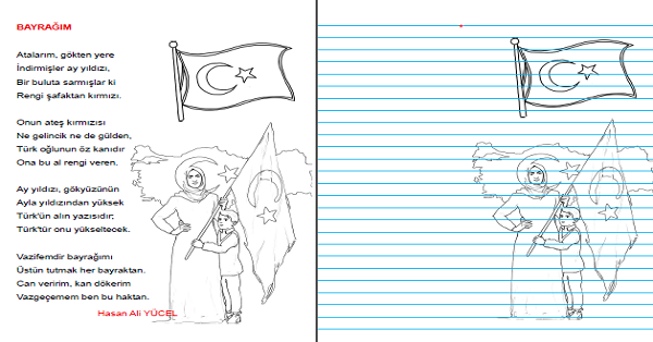 Bayrağım Şiiri Okuma Yazma Çalışması