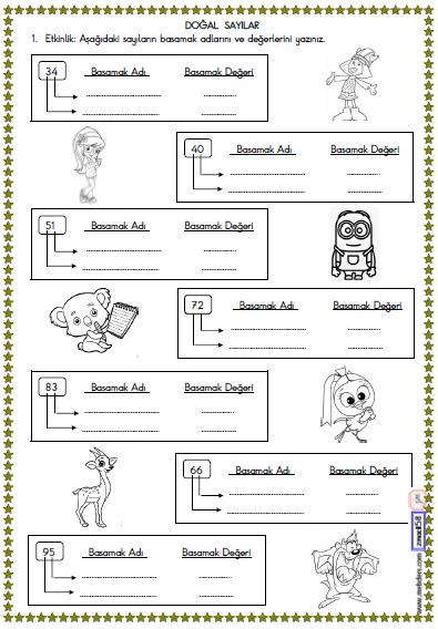 2. Sınıf Matematik Basamak Adı ve Basamak Değeri Etkinliği 2