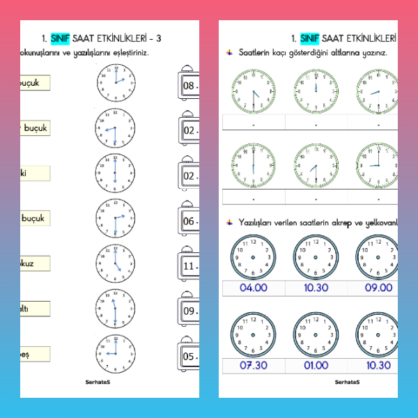 1. Sınıf Matematik Saatler Etkinliği - 3