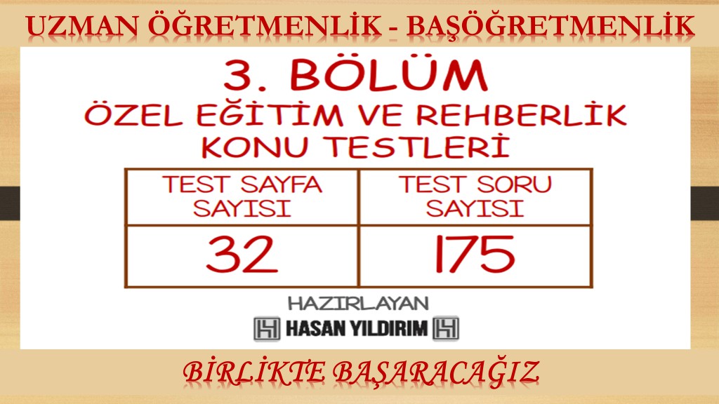 Uzman Öğretmenlik ve Başöğretmenlik Konu Testleri - 3. Bölüm (Tek PDF)