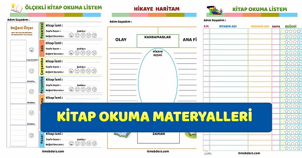 Kitap Okuma Materyalleri - Takip Listeleri, Beğeni Ölçer, Kitap Boyama