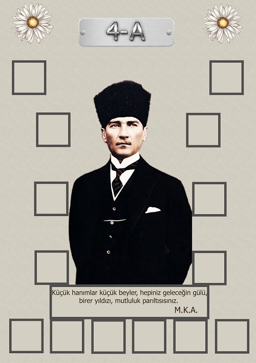 Model 15, 4A şubesi için Atatürk temalı, fotoğraf eklemeli kapı süslemesi - 14 öğrencilik
