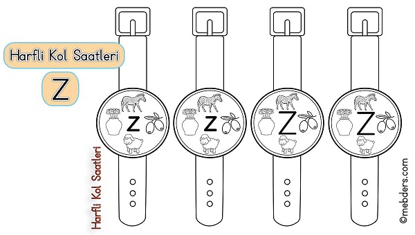 1.Sınıf İlkokuma Harfli Kol Saatleri - Z Harfi