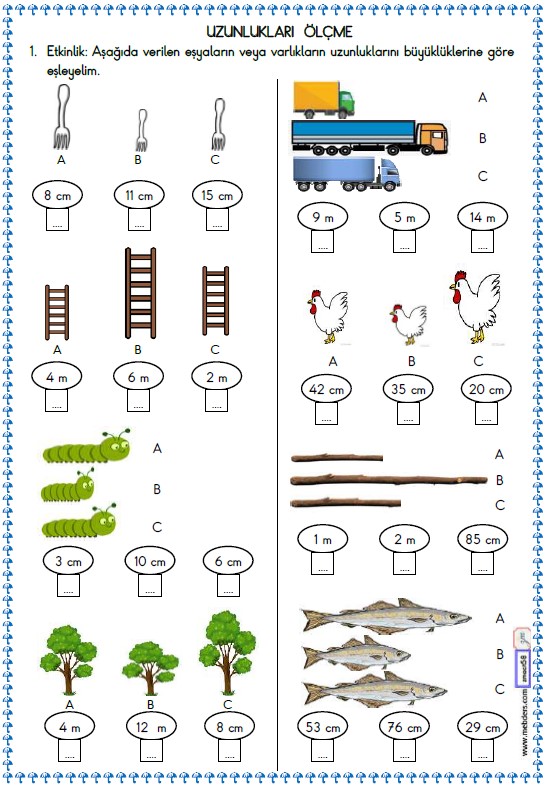 2. Sınıf Türkçe Matematik Uzunlukları Ölçme Etkinliği 9