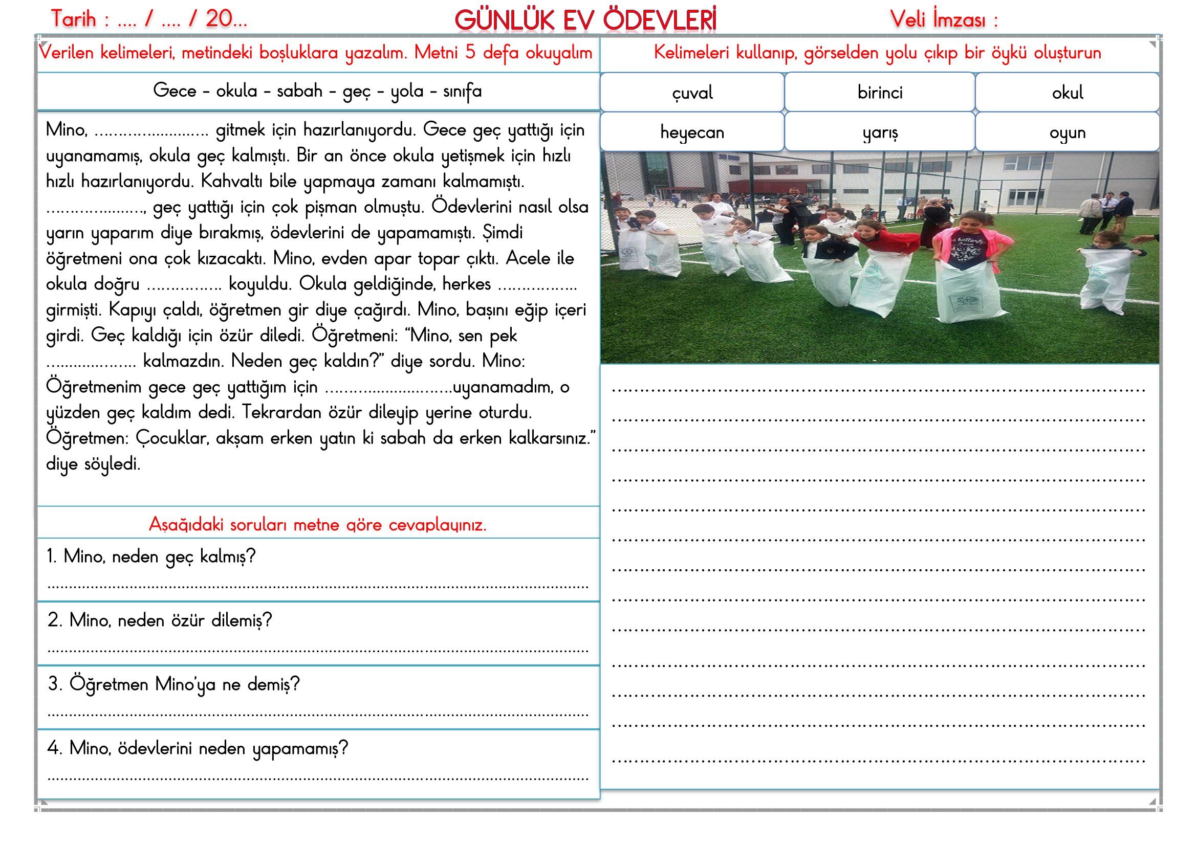 2.Sınıf - 04 Şubat 2026 Günlük Ev Ödevleri