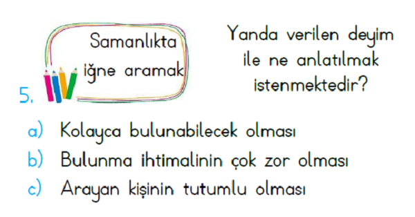 3. Sınıf Haftalık Kazanım Değerlendirme Testi 12.Hafta (04-08 Aralık)