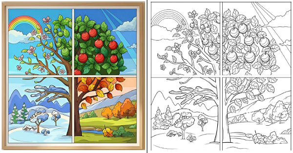 Boyama Çalışması (Muhteşem 4 Mevsim Renklendirme)