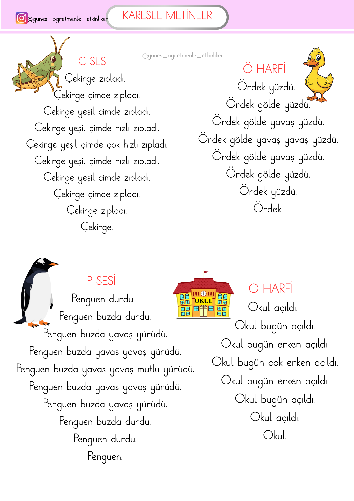 1.Sınıf Karesel Metinler