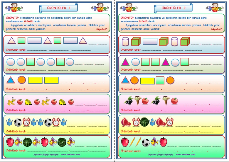 1.Sınıf Matematik Geometrik Örüntüler 1-2   (2 Sayfa)