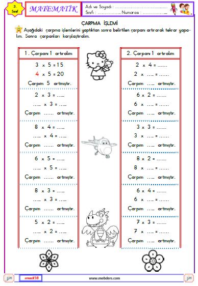 3. Sınıf Matematik Çarpanları Artıralım Etkinliği