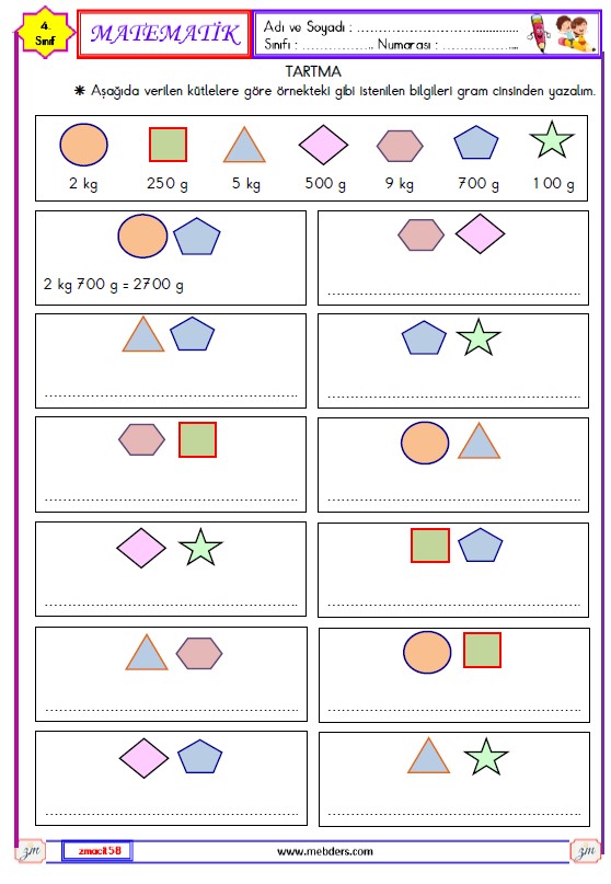 4. Sınıf Matematik Tartma Etkinliği 5