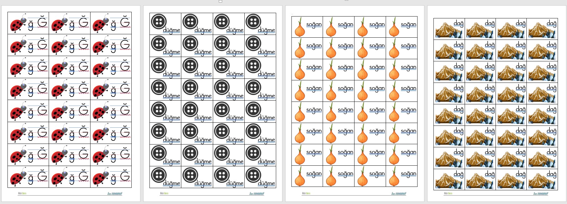 1. Sınıf İlk Okuma Yazma Ğ Sesi Defter Çalışması