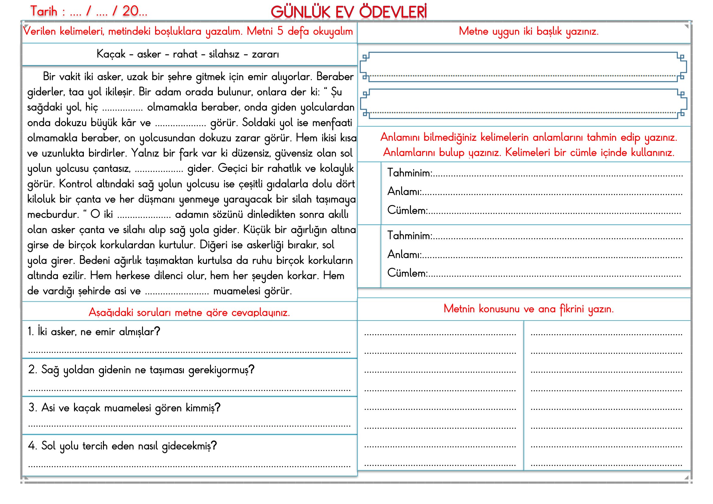 2.Sınıf - 16 Nisan 2026 Günlük Ev Ödevleri