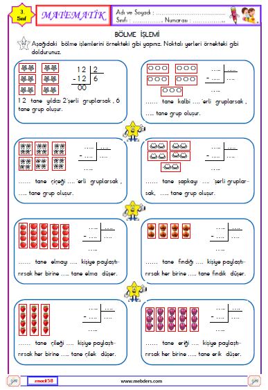 3. Sınıf Matematik Bölme İşlemi Etkinliği 1