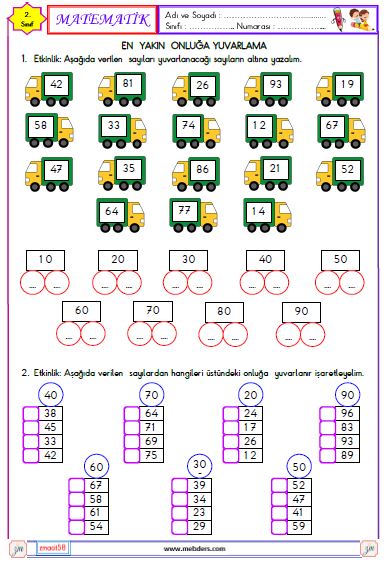 2. Sınıf Matematik En Yakın Onluğa Yuvarlama Etkinliği 1