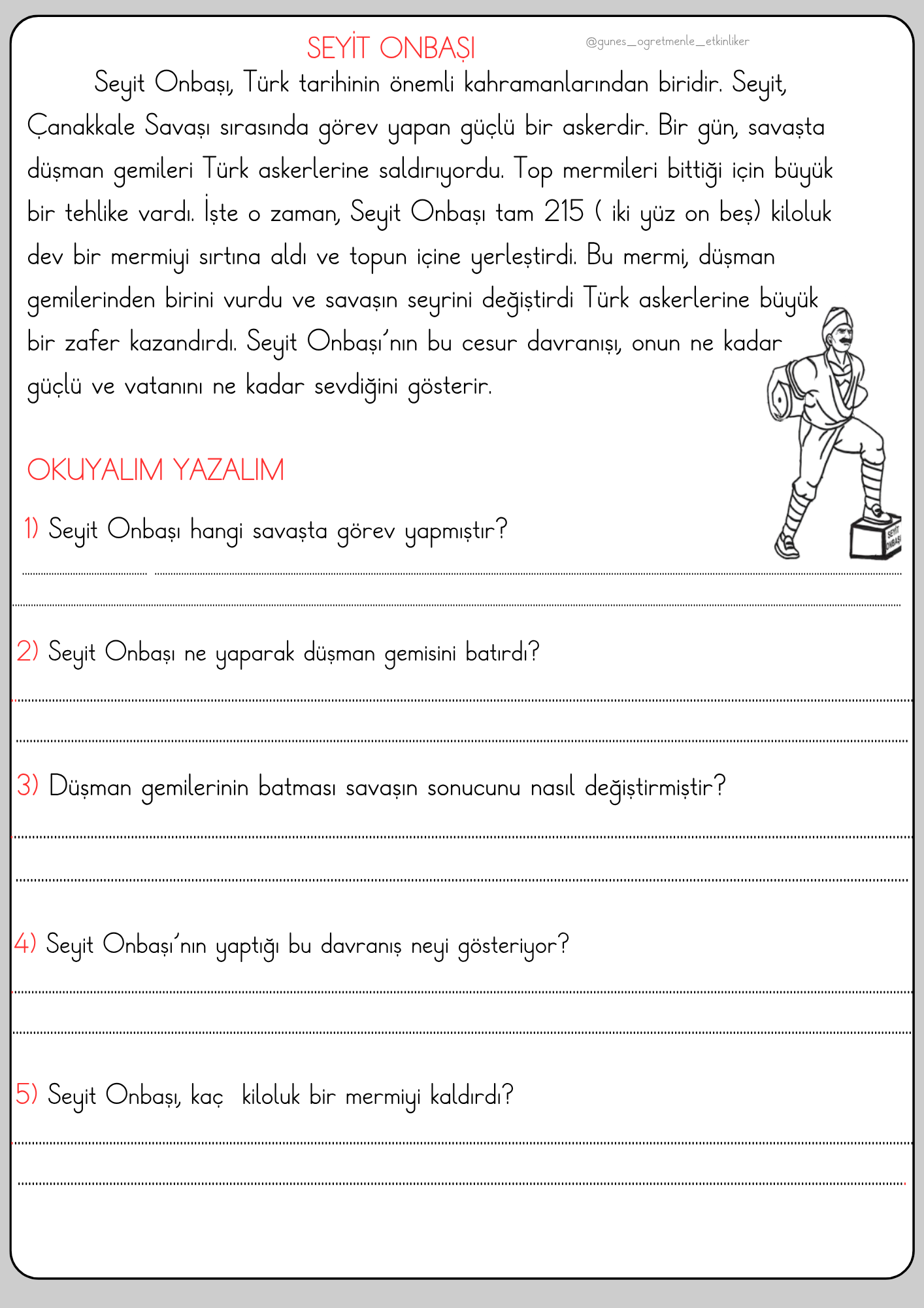 Çanakkale Zaferi Okuma Anlama Metinleri