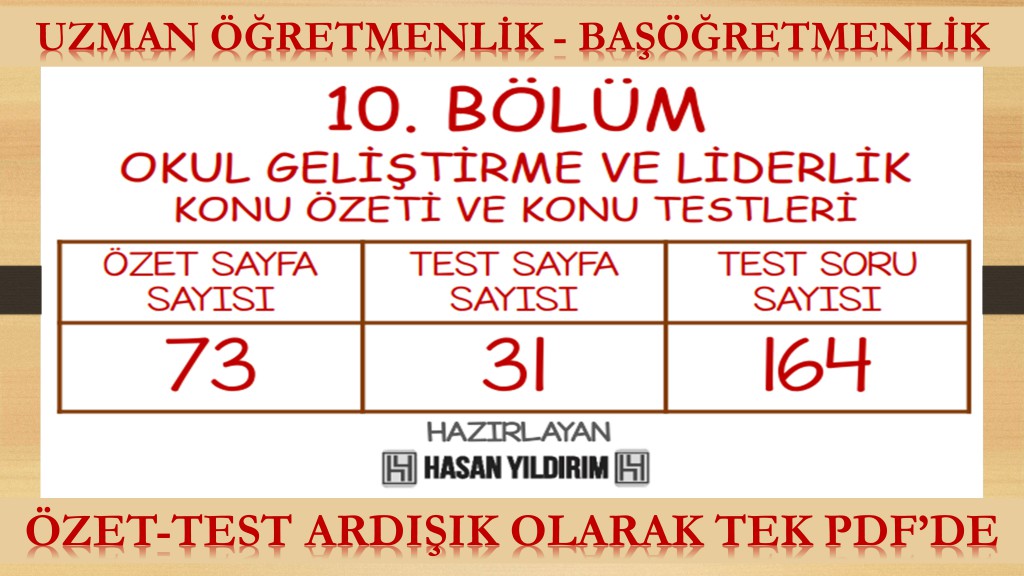 10. Bölüm Uzman Öğretmenlik ve Başöğretmenlik Konu Özeti ve Konu Testleri (Tek PDF'de)