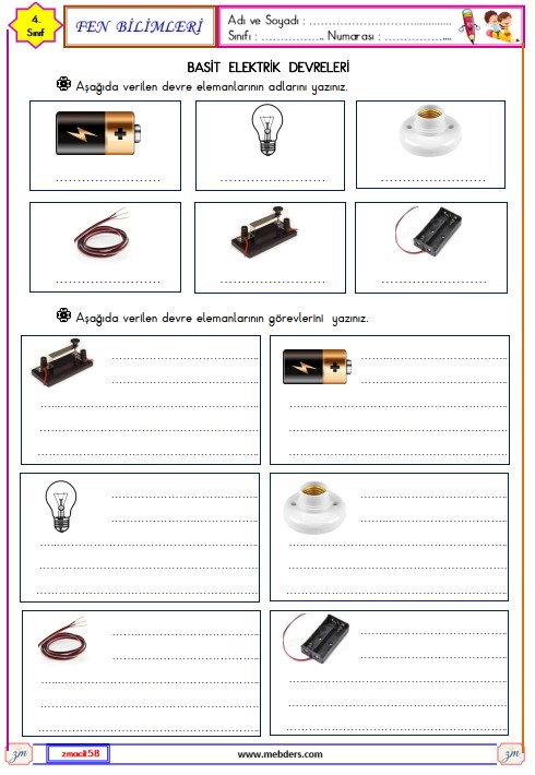 4. Sınıf Fen Bilimleri Basit Elektrik Devreleri Etkinliği 5