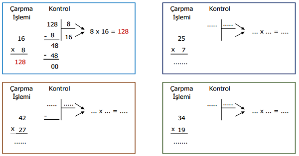 4.Sınıf Matematik Çarpma ve Bölme İşlemleri Arasındaki İlişki Etkinliği 1