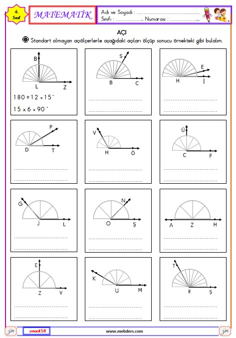 4. Sınıf Matematik Açı Etkinliği 4