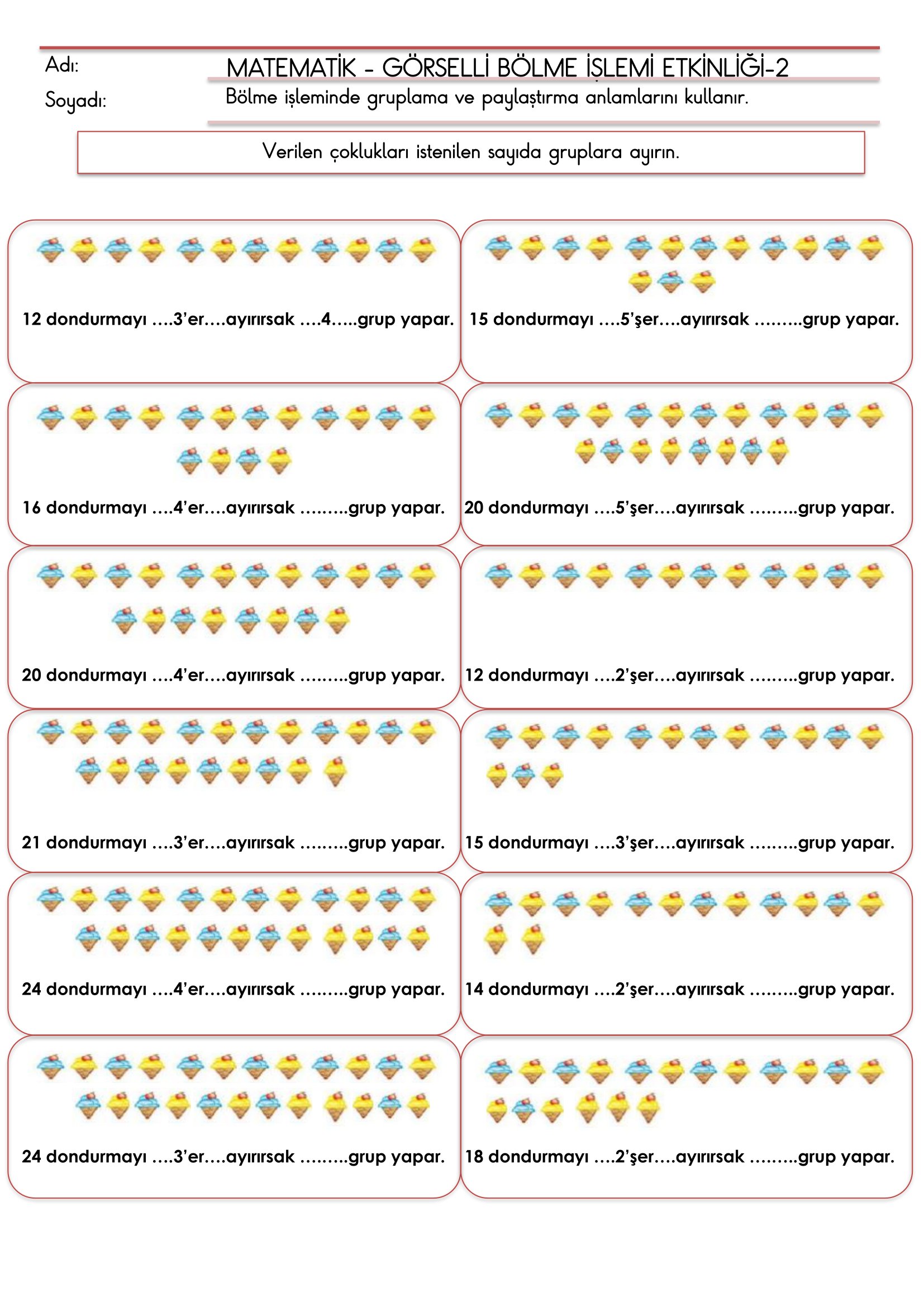 2.Sınıf - Matematik - Bölmeye Giriş Etkinliği-1
