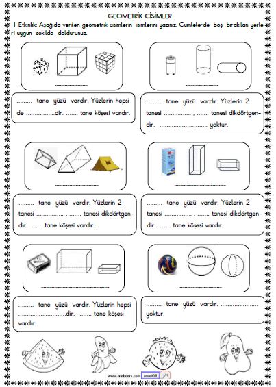 2. Sınıf Matematik Geometrik Cisimler Etkinliği 3