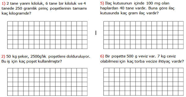 4.Sınıf Matematik Tartma ile İlgili Problemler 2