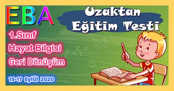 1.Sınıf Hayat Bilgisi Geri Dönüşüm Uzaktan Eğitim Testi pdf