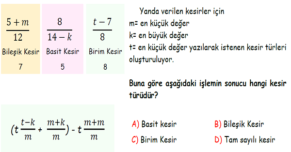 4.Sınıf Matematik Kesirler Yeni Nesil Sorular-2