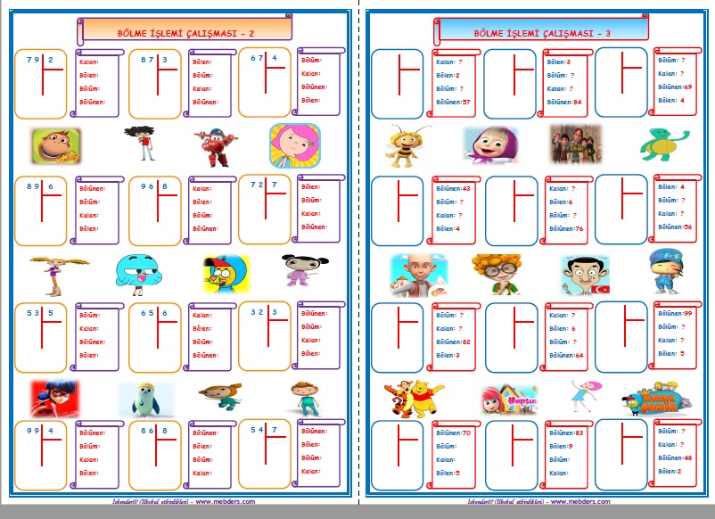 3.Sınıf Matematik Bölme İşlemi   (5 Sayfa)