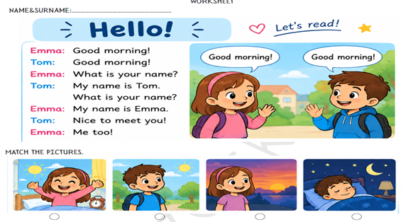 2.Sınıf 1.Tema Greetings Çalışma Kağıdı I