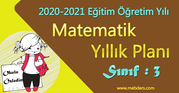 2020 - 2021 Yılı 3.Sınıf Matematik Yıllık Planı (Ada yayınevi)