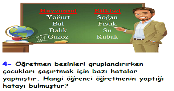 4.Sınıf Fen Bilimleri Besinlerimiz Yaprak Test-3