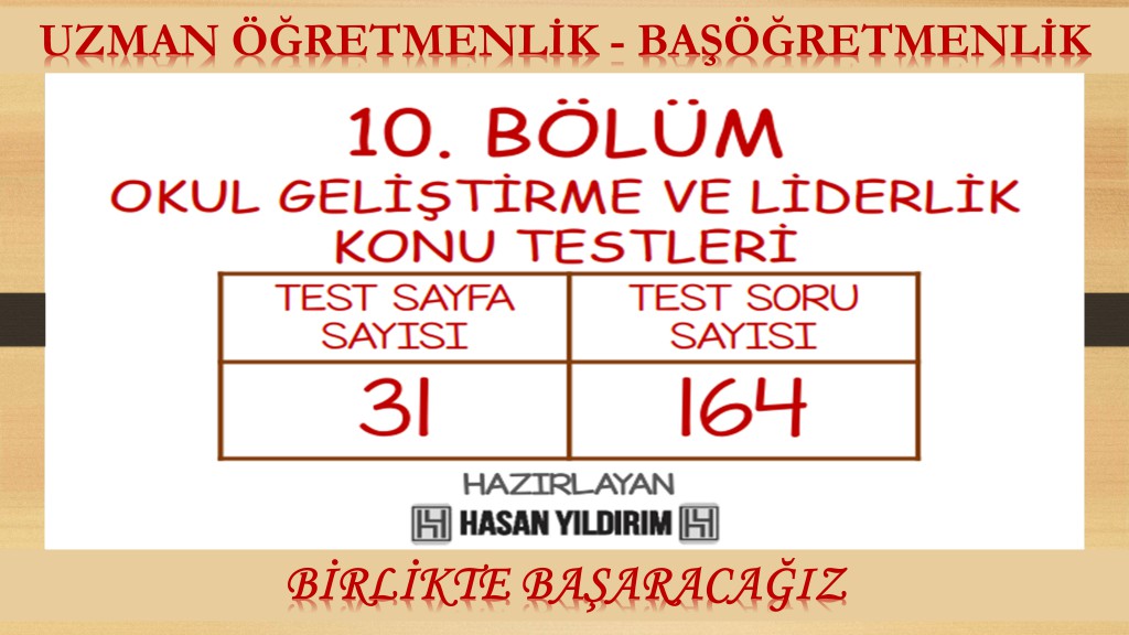 Uzman Öğretmenlik ve Başöğretmenlik Konu Testleri - 10. Bölüm (Tek PDF)