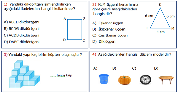 4.Sınıf Matematik 5.Ünite Değerlendirme Etkinliği