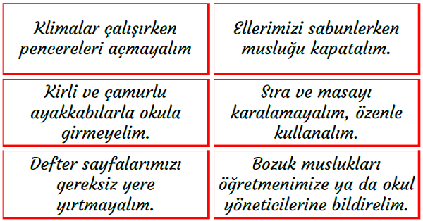 3.Sınıf Hayat Bilgisi Okulumuz Hepimizindir Etkinliği Yeni Nesil Sorular