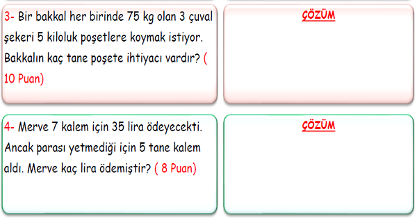 3.Sınıf Matematik Bölme İşlemi Problemleri-4