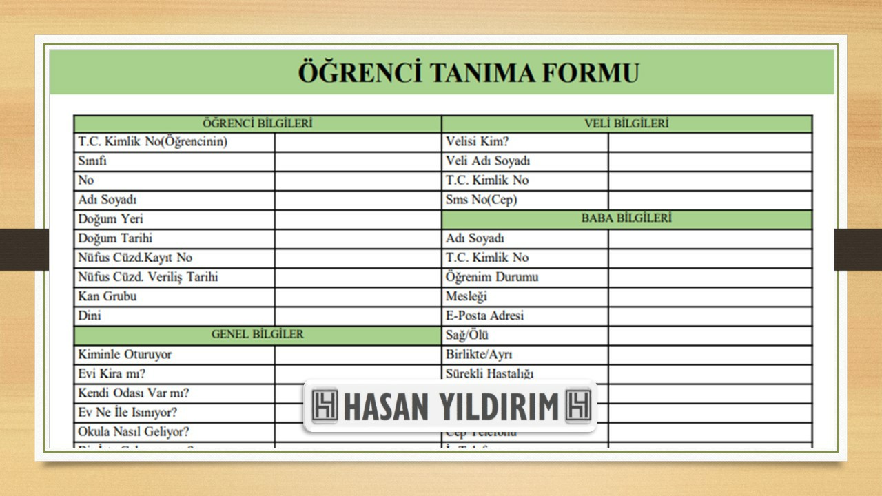 Öğrenci Tanıma Formu