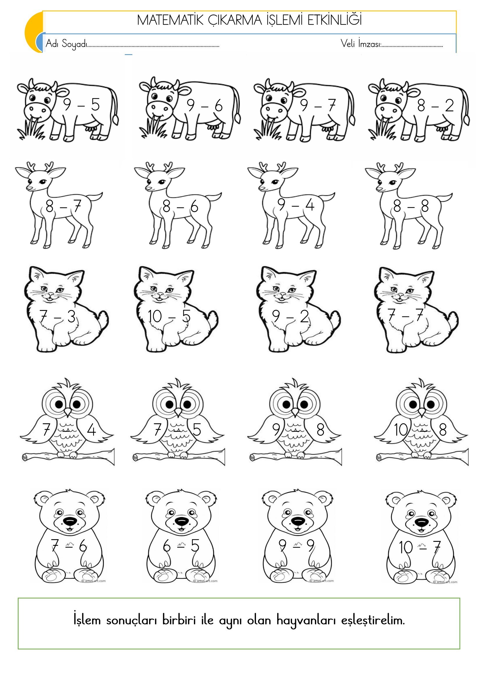 1.Sınıf Matematik Çıkarma İşlemi Etkinliğiii
