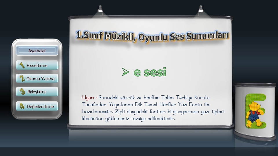1.Sınıf İlkokuma Müzikli, Animasyonlu e Sesi Sunusu