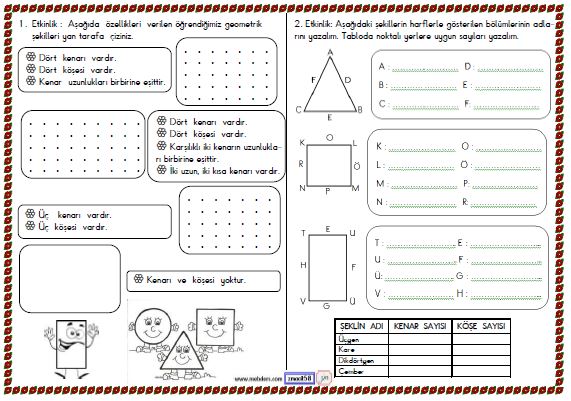 2. Sınıf Matematik Geometrik Şekiller Etkinliği 3