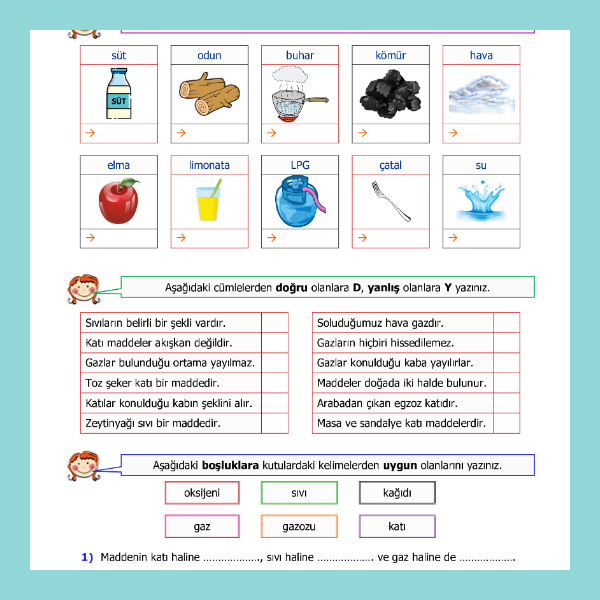 4. Sınıf Fen Bilimleri - Maddenin Halleri Etkinliği