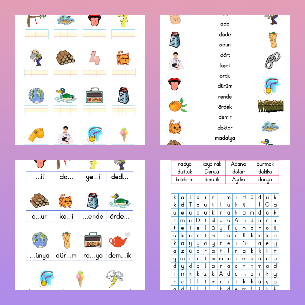 1. Sınıf İlk Okuma Yazma (D - d Sesi) Etkinlikleri (4 Sayfa)