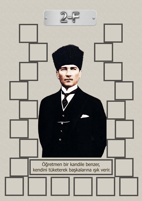 Model 15, 2F şubesi için Atatürk temalı, fotoğraf eklemeli kapı süslemesi - 22 öğrencilik