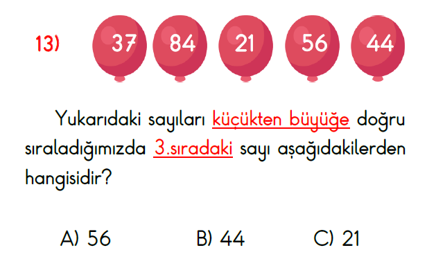 2.Sınıf Haftalık Kazanım Değerlendirme Testi 5.Hafta (09-13 Ekim)