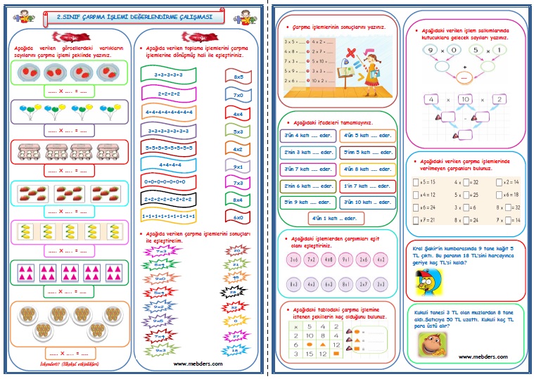 2.Sınıf Matematik Çarpma İşlemi Genel Değerlendirme Çalışması