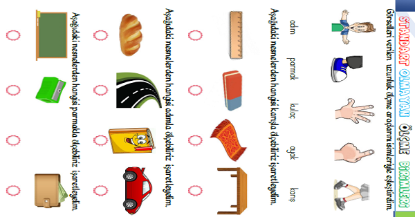 1.Sınıf Matematik Standart Olmayan Ölçme Birimleri