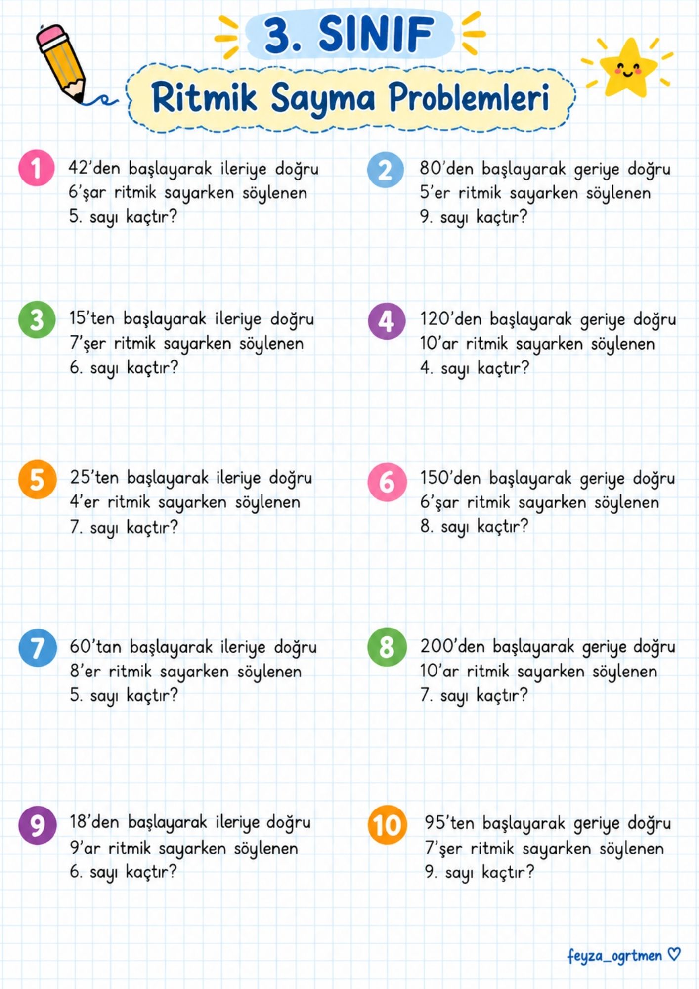 3. Sınıf Ritmik Sayma Problemleri