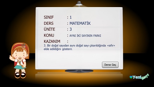 1.Sınıf Matematik Aynı İki Sayının Farkı Sunusu