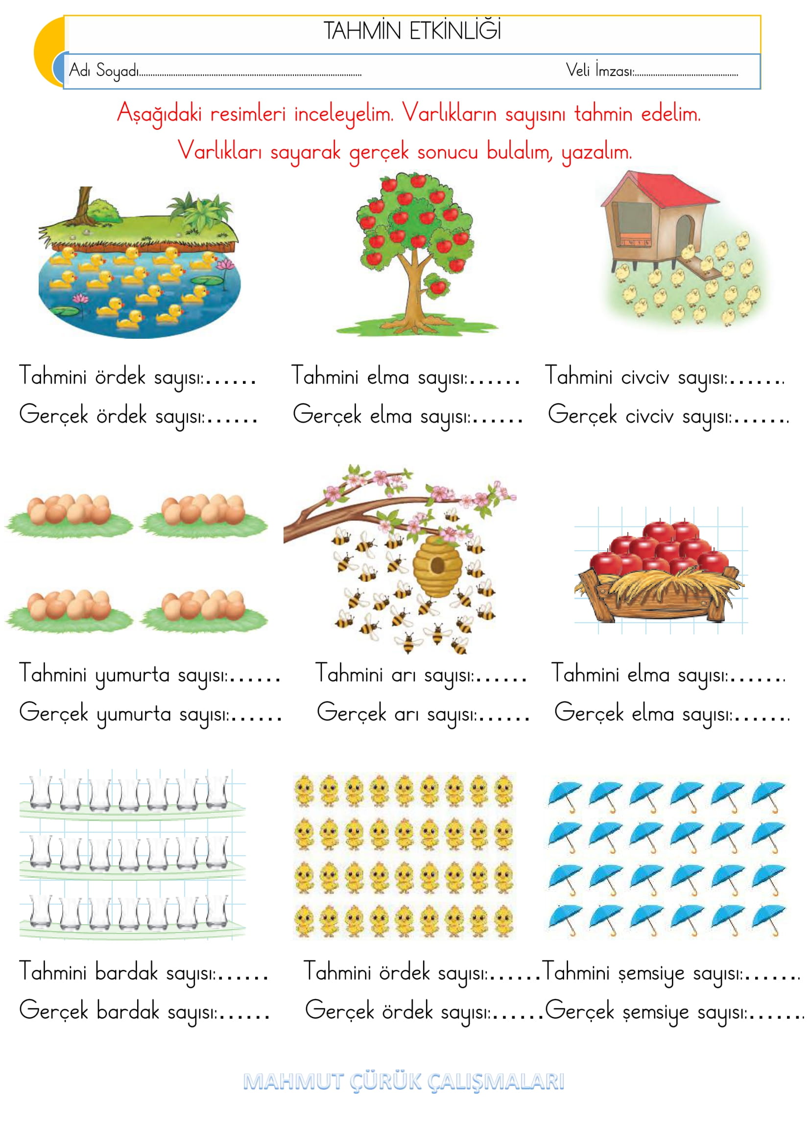 2.Sınıf - Matematik - Tahmin Etkinliği-1
